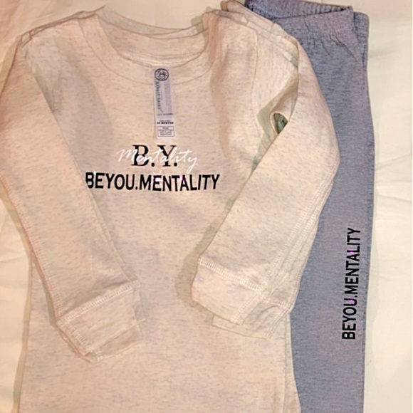 Toddler PJ Set Cream/Grey Combo - Handcrafted by BeYou.Mentality - Picture 4 of 4